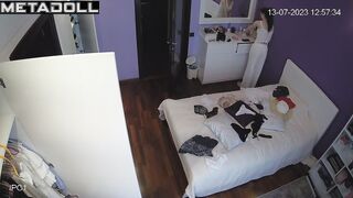 Horny British brunette doctor changes her bra alone