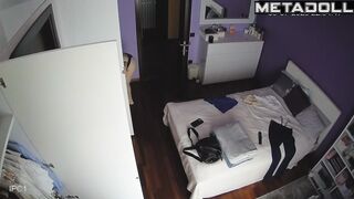 Busty Ukrainian brunette sex worker changes her panties after taking a shower