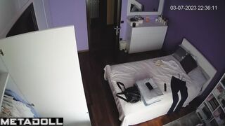 Busty Ukrainian brunette sex worker changes her panties after taking a shower