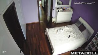 Tanned Norwegian brunette sex worker gets dressed before having sex