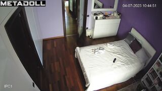 Tanned Norwegian brunette sex worker gets dressed before having sex