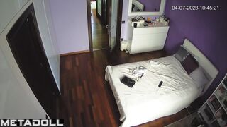 Tanned Norwegian brunette sex worker gets dressed before having sex