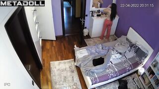 Tattooed Swedish brunette belly dancer changes her bra before masturbating