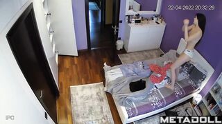 Tattooed Swedish brunette belly dancer changes her bra before masturbating