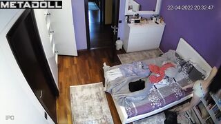 Tattooed Swedish brunette belly dancer changes her bra before masturbating