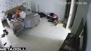Cheating Israeli brunette mother fucks her virgin son real spy cam