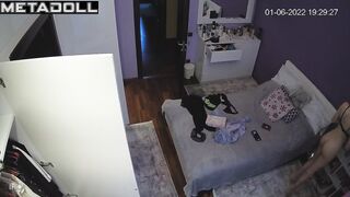 Naughty naked German brunette pornstar gets dressed before masturbating
