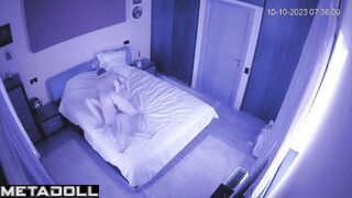 Tattooed Australian blonde woman gives her husband a handjob