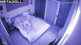 Tattooed Australian blonde woman gives her husband a handjob