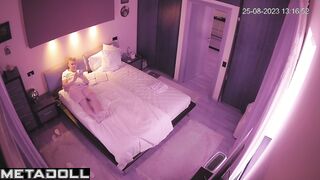 Busty Greek blonde student girl changes her dirty panties after taking a shower