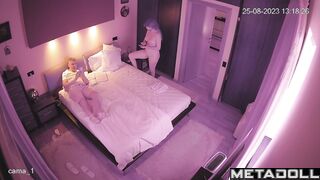 Busty Greek blonde student girl changes her dirty panties after taking a shower
