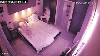 Busty Greek blonde student girl changes her dirty panties after taking a shower