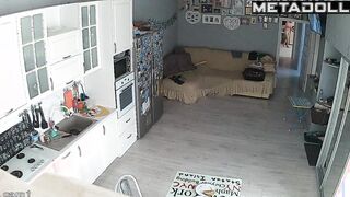 Ukrainian young lovers having sex wildly in their bed hidden cam