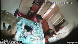 Teenage stepdaughter masturbates with her father