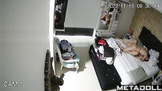 Latina wife rides her husband on the bed