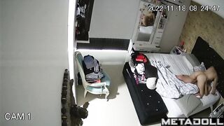Latina wife rides her husband on the bed