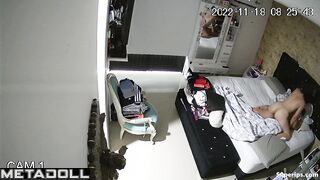 Latina wife rides her husband on the bed