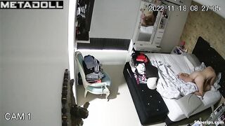 Latina wife rides her husband on the bed