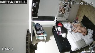 Latina wife rides her husband on the bed