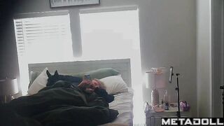 Teenage blonde girl masturbates with a vibrator
