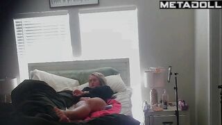 Teenage blonde girl masturbates with a vibrator
