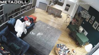 Big ass Turkish brunette doctor rubs her pussy while watching blonde porn