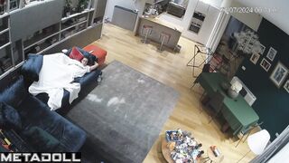 Big ass Turkish brunette doctor rubs her pussy while watching blonde porn