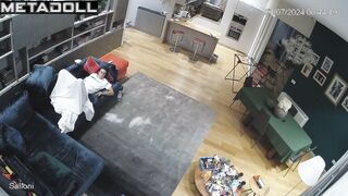 Big ass Turkish brunette doctor rubs her pussy while watching blonde porn