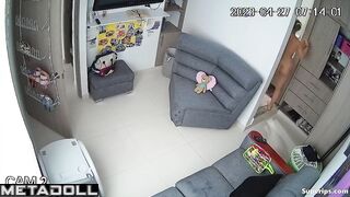 Naked busty Latina girl does weird rituals