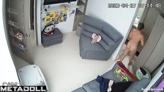 Naked busty Latina girl does weird rituals