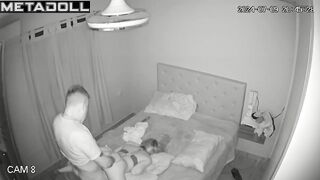 Amazing Italian married coiple fuck wildly in their bed voyeur cam