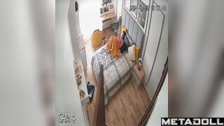 Skinny brunette doctor is masturbating to orgasm spy IP cam