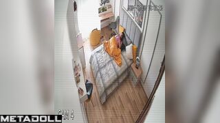 Skinny brunette doctor is masturbating to orgasm spy IP cam