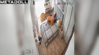 Skinny brunette doctor is masturbating to orgasm spy IP cam