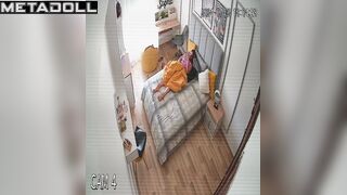 Skinny brunette doctor is masturbating to orgasm spy IP cam