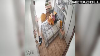 Skinny brunette doctor is masturbating to orgasm spy IP cam