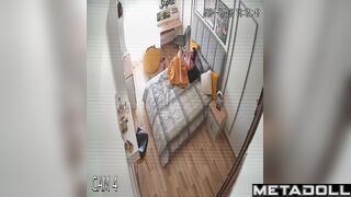Skinny brunette doctor is masturbating to orgasm spy IP cam