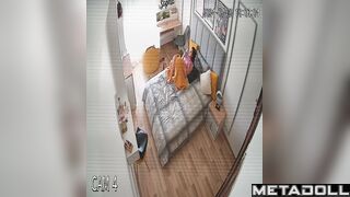 Skinny brunette doctor is masturbating to orgasm spy IP cam