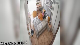 Skinny brunette doctor is masturbating to orgasm spy IP cam