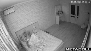Chubby busty blonde wife fingers while her lover busy spy IP cam