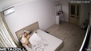Chubby busty blonde wife fingers while her lover busy spy IP cam
