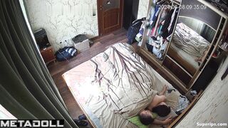 Young Russian couple fucks in their bed