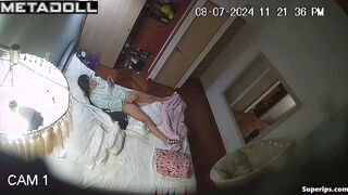 Teenage Latina girl masturbates in her pajamas