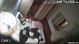 Latina college girl masturbates on her bed