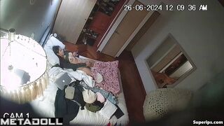 Latina college girl masturbates on her bed