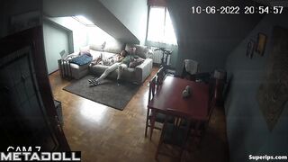 European brunette woman rides her husband