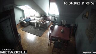 European brunette woman rides her husband