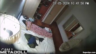 Skinny Latina girl masturbates watching porn