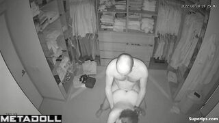 Petite woman is masturbated in the closet