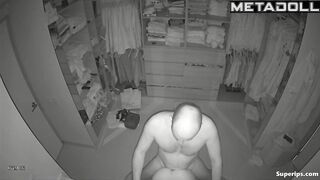 Petite woman is masturbated in the closet